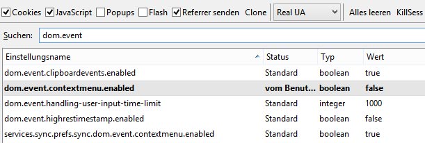 Firefox eigenes Kontextmenü aktivieren